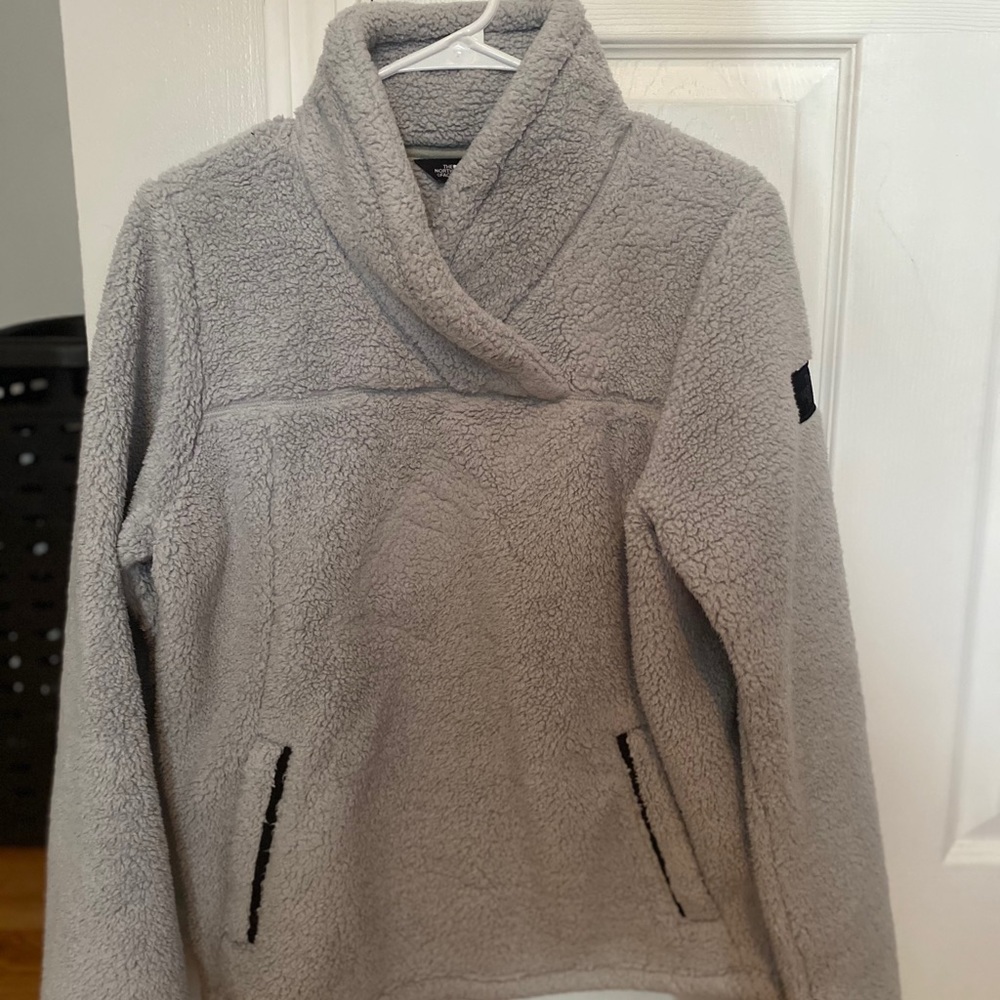 North face fuzzy sweatshirt